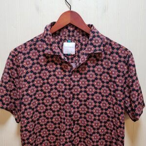 Ricky & Micky Shirt Mens Small Black Multicolor Floral 100% Viscose Button-Up